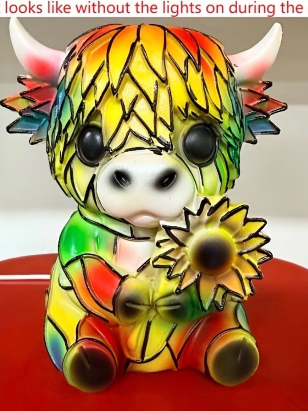 🌼🌼🌼BOGOHO🌼🌼🌼Stained Glass Highland Cow Lamp with Sunflower - Multicolor - Picture 6 of 8